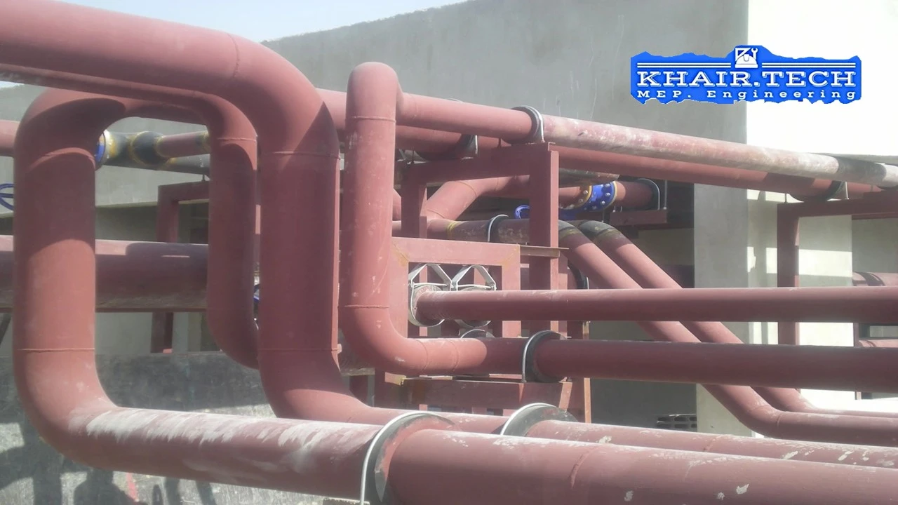 تصميم محطات التبريد(3) – أساسيات الأنابيب ( عزل أنابيب- أنابيب المياه للمكثف – أنابيب التوزيع بالعودة العكسية/العودة المباشرة- مواد الأنابيب وتصميمها )